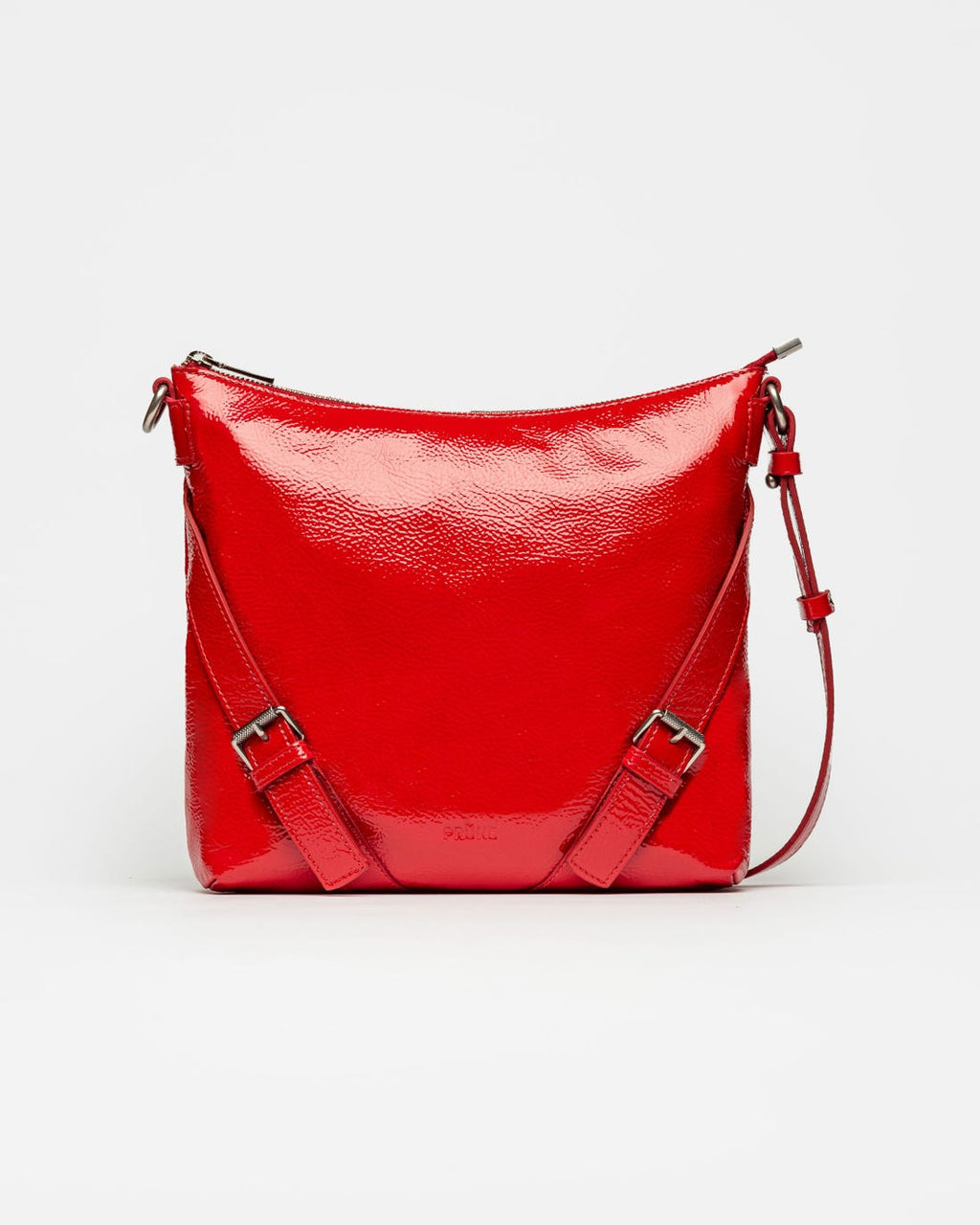 Bandolera Pocket en cuero charol arrugado
